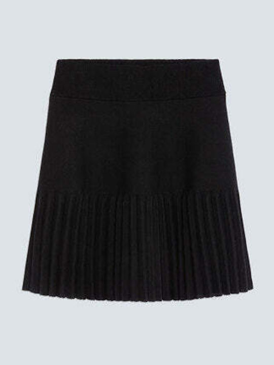 Pleated High-Waisted Mini Skirt Black