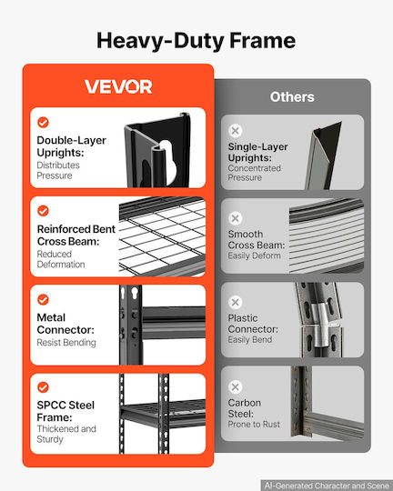 Vevor Dexion Shelving Unit 92.3x41.5x181 cm with 5 Shelves and a Total Load Capacity of 905 kg