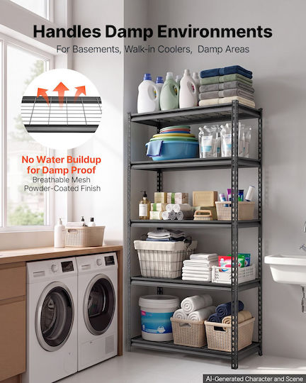 Vevor Dexion Shelving Unit 92.3x41.5x181 cm with 5 Shelves and a Total Load Capacity of 905 kg