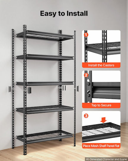 Vevor Dexion Shelving Unit 92.3x41.5x181 cm with 5 Shelves and a Total Load Capacity of 905 kg