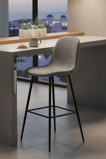 Set de 4 Taburete de Bar din Lemn Gri Gkri