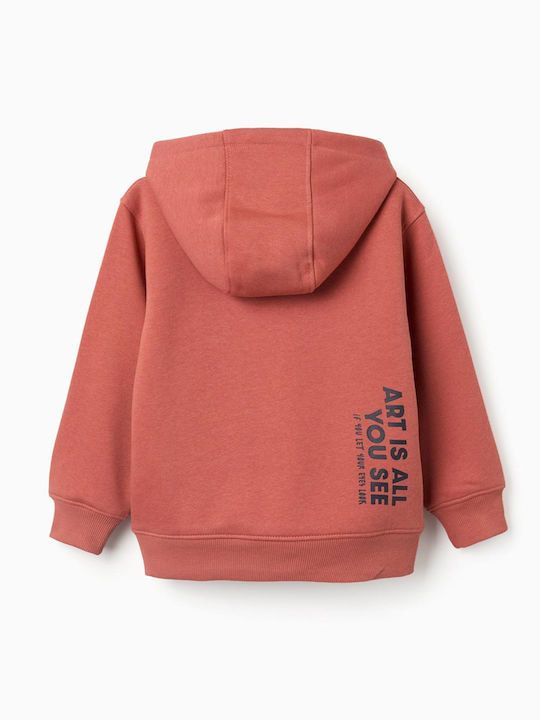 Zippy Fleece Kids Hooded Sweatshirt Terracotta