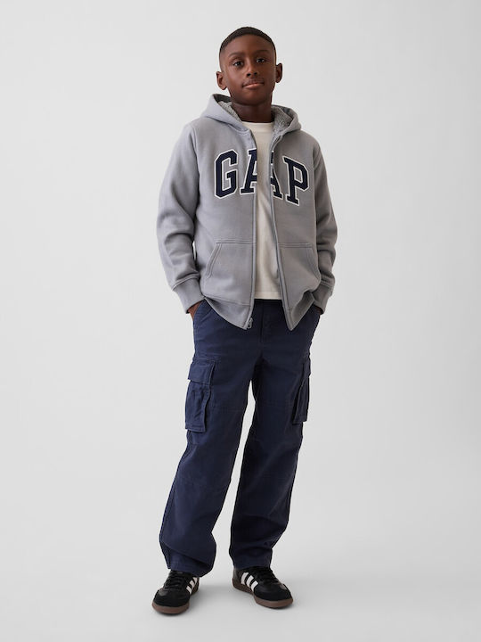 Fleece Παιδική Φούτερ Ζακέτα με Κουκούλα Pilot Grey Pilot
