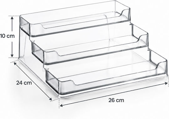 Femmit 3-Tier Organizer Transparent Acrylic 26x24x10cm for Spices, Cosmetics & Kitchen Counter