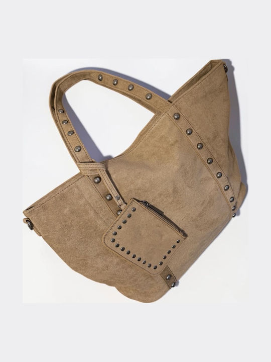 Women's Suede Tote Bag Beige