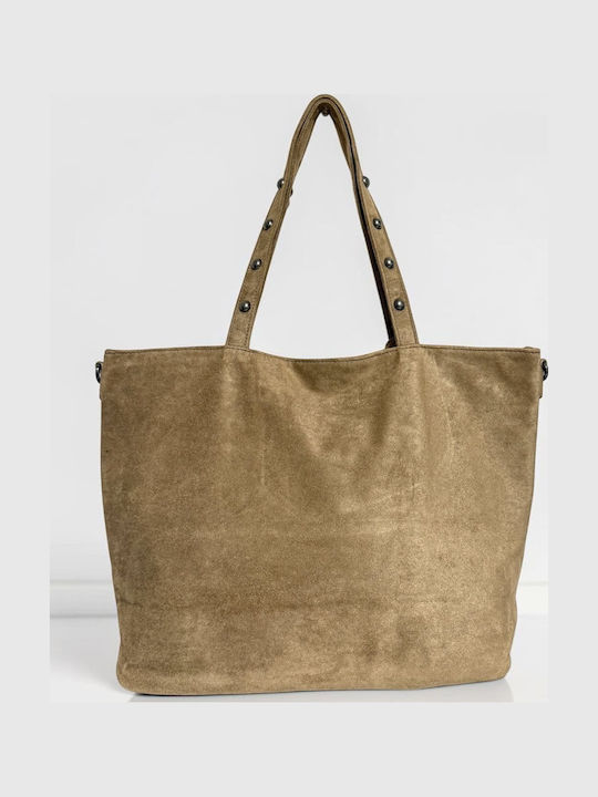 Women's Suede Tote Bag Beige
