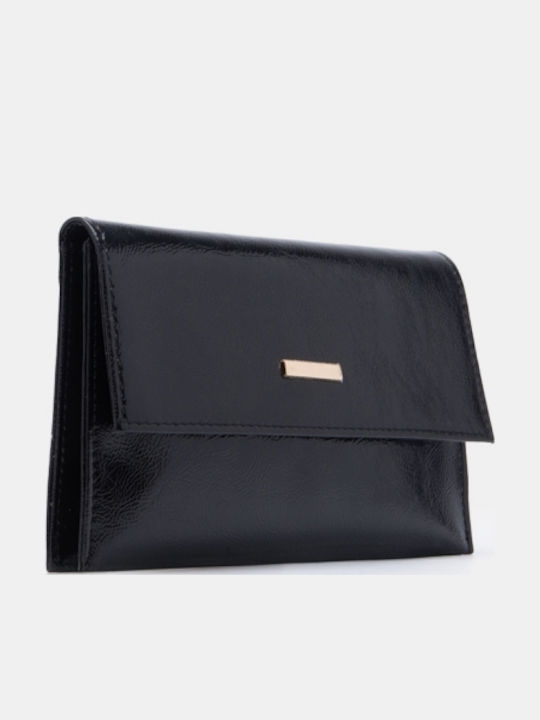 Damen-Clutch Schwarz-Lackleder