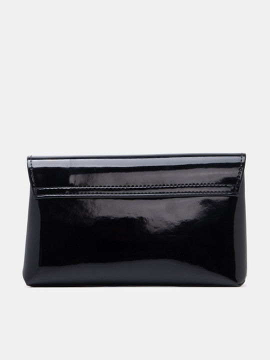 Damen Flap-Tasche Schwarz Lack