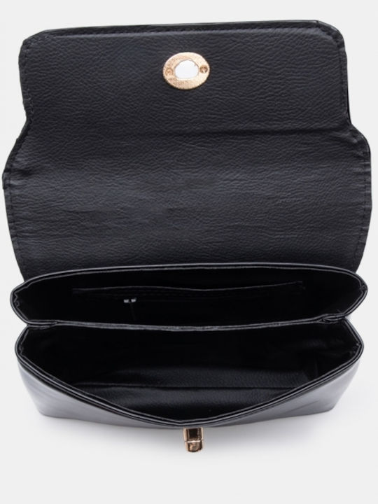 Damen Flap-Tasche Schwarz Lack