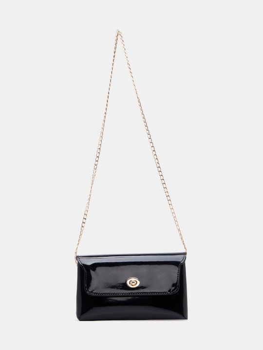 Damen Flap-Tasche Schwarz Lack