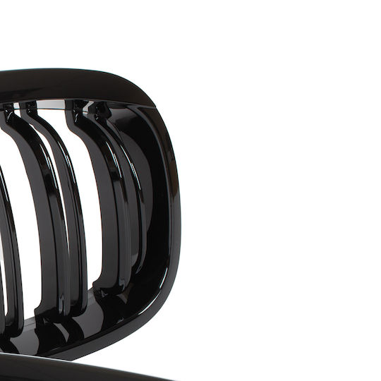 Bmw 3 E46 01-05 Coupe Cabrio Grille Between Headlights Kidneys Left + Right Set Black Glossy Double Bar