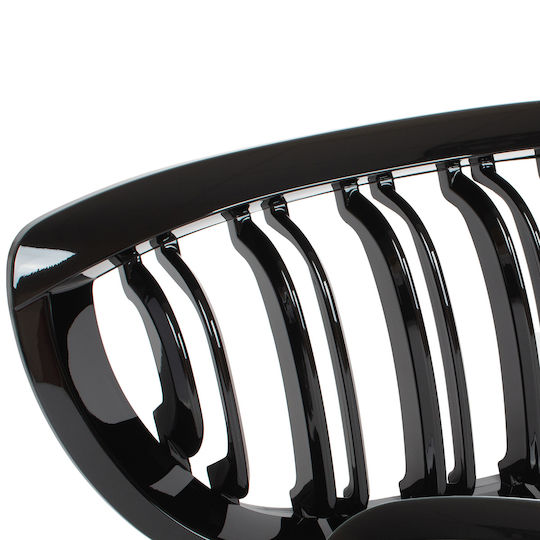 Bmw 3 E46 01-05 Coupe Cabrio Grille Between Headlights Kidneys Left + Right Set Black Glossy Double Bar