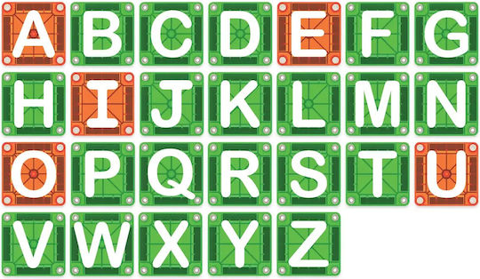 Magna-Tiles Joc Magnetic de Construcție Micromags Learn Letters pentru Copii de 3+ Ani