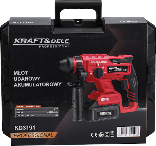 Kraft & Dele KD3191 Акумулаторен безчетков ударен перфоратор 21V със захват SDS Plus