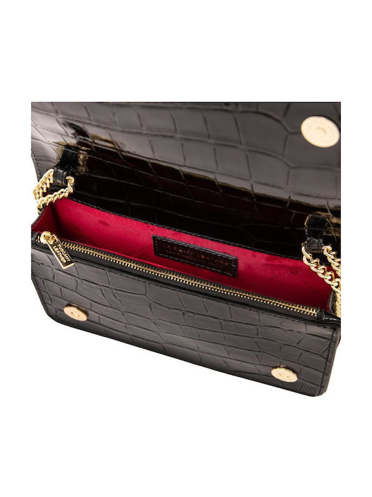 Δερμάτινο Γυναικείο Clutch Croco Μαύρο