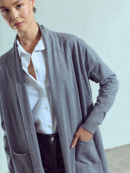 Celestino Women's Long Metallic Grey Cardigan