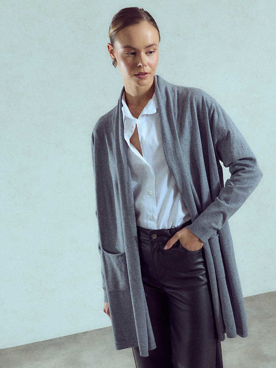 Celestino Women's Long Metallic Grey Cardigan
