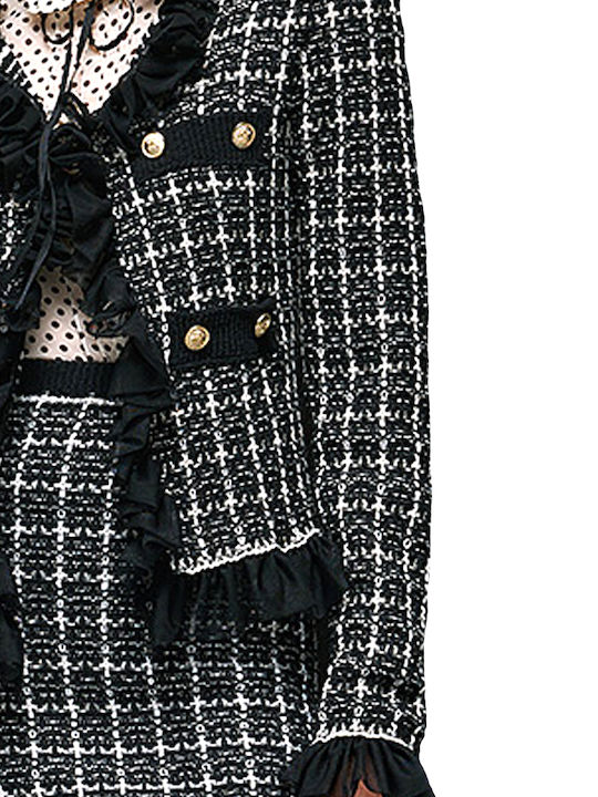 Women's Knitted Cardigan with Buttons White-Black