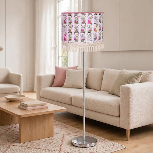 Oxygen Birds In Cage Floor Lamp with E27 Lamp Holder Multicoloured