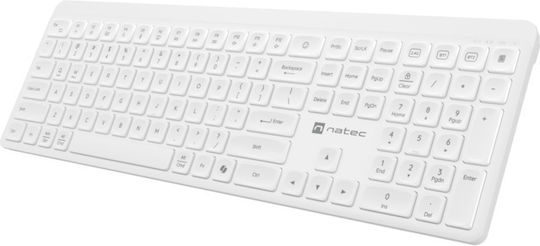 Natec Tang Безжична Bluetooth клавиатура International English Съвместима с Mac Бяла