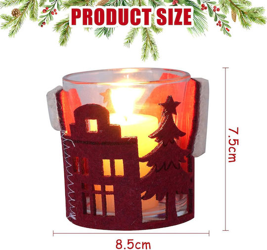 Weißer Weihnachtskerzenhalter aus Glas 8,5 × 7,5 cm