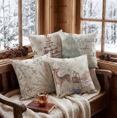 Decorative Christmas Tree Pillowcases 4 Pcs White 40x40 Cm