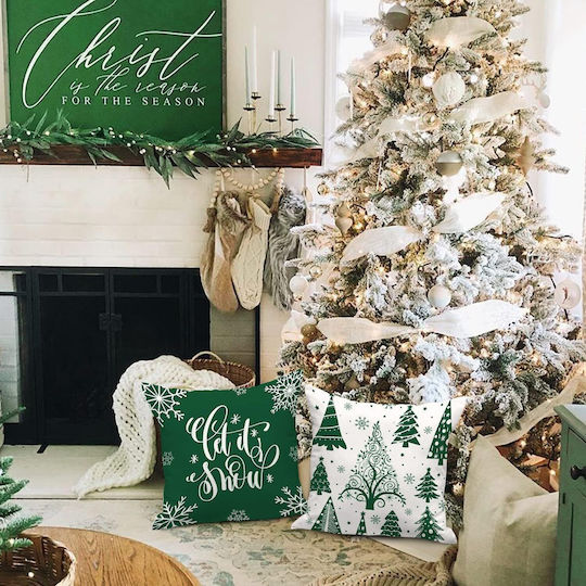 Nikcorp Lanpn Decorative Green Christmas Pillowcases Set 4 Pcs 45x45 Cm