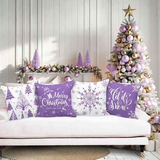 Nikcorp Lanpn Decorative Christmas Pillowcases 4 Pieces 40x40 Cm Purple