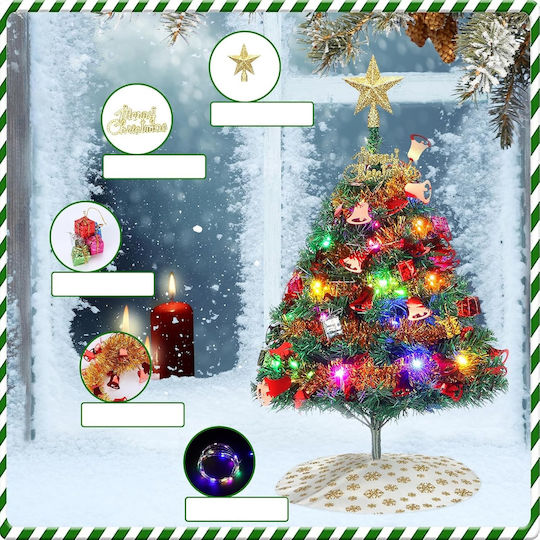 Beleuchteter Weihnachtsbaum aus Kunststoff 60 cm mit Batteriebetrieb Grün