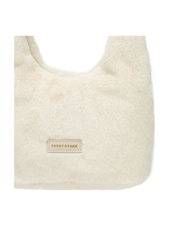Damen-Schultertasche aus Fell Off White