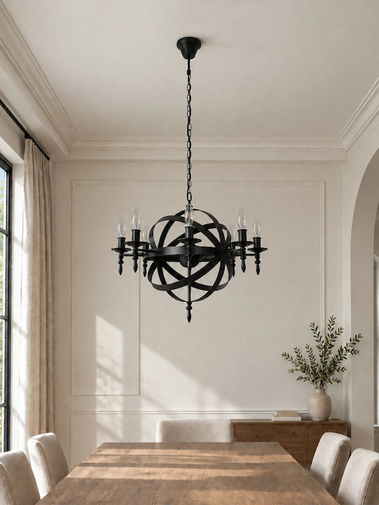 GloboStar Estelle Πολυέλαιος Ø65cm Μαύρος GloboStar Estelle Πολυέλαιος Ø65cm Μαύρος