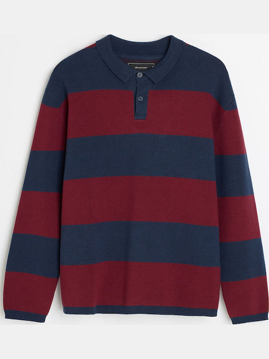 Ragber Polo Pullover Langarm Bordeaux