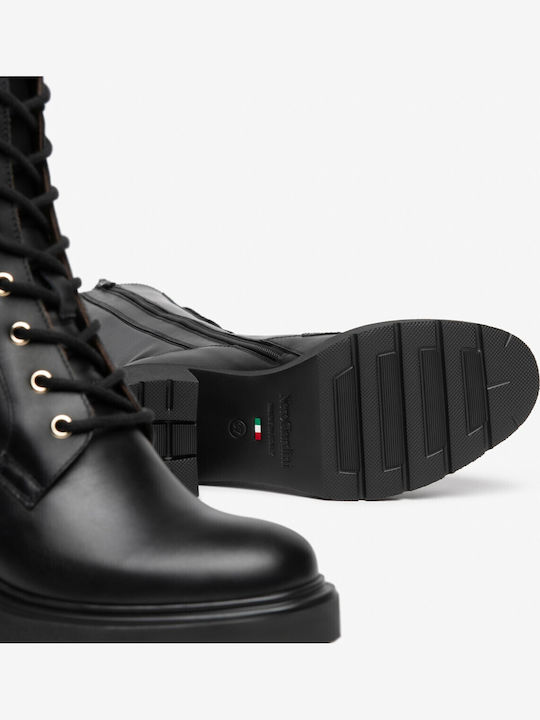 Damen Leder-Stiefeletten Black