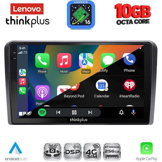 Lenovo Auto-Audiosystem für BMW X2 / X6 Volkswagen Golf 1998–2003 (Bluetooth/USB/WiFi/GPS/Apple CarPlay/Android Auto) mit 9-Zoll-Touchscreen
