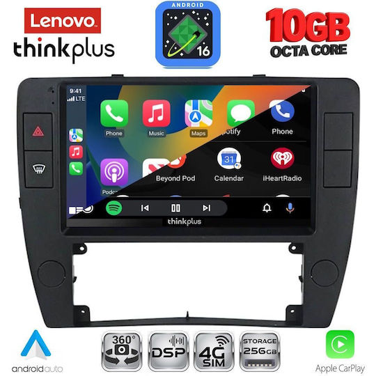 Lenovo Auto-Audiosystem für BMW X2 / X6 und Volkswagen Passat 2000–2005 (Bluetooth/USB/WiFi/GPS/Apple CarPlay/Android Auto) mit 9-Zoll-Touchscreen