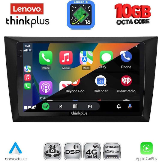 Lenovo Auto-Audiosystem für BMW X2 / X6 und Volkswagen Golf 2009–2012 (Bluetooth/USB/WiFi/GPS/Apple CarPlay/Android Auto) mit 9"-Touchscreen