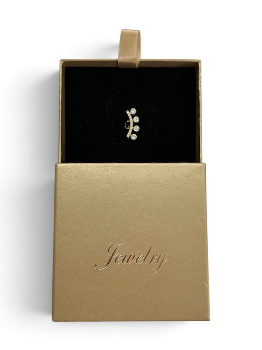 Women's Earring Stainless Steel 316L Cuff Gold-Tone White Stones Series Prime Steel Gold Women One Size Ssn255
