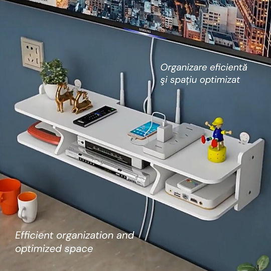Pvc Router Tv Receiver Stand White 3 Compartments Top Shelf