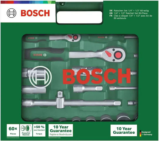 Bosch Clichet cu Chei Tubulare 1\4" & 1\2" 60 Bucăți