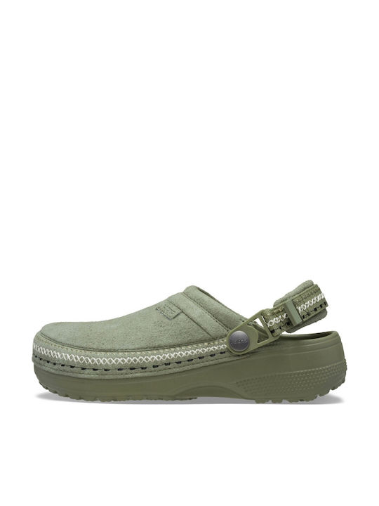 Crocs Crafted Vegan Suede Stitch Σαμπό Πράσινα