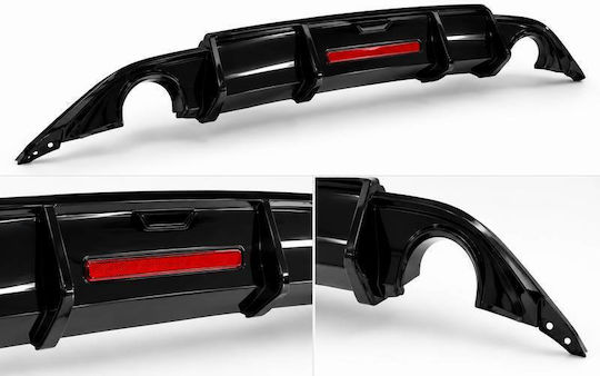 Rear Bumper Diffuser VW Polo 17+ AW MK6 R Look Gloss Black LED 0----0 ABS Plastic 1 Piece