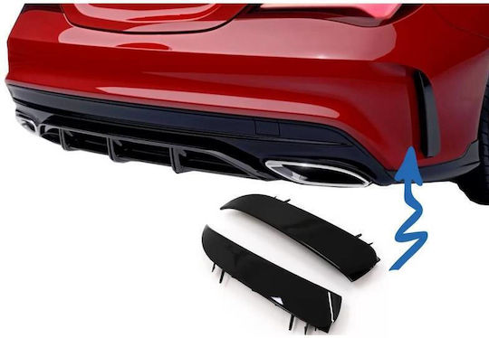 Side Rear Bumper Fins Mercedes-Benz CLA W117 13-17 Coupe AMG Bumper CLA45 Look Gloss Black 2 Pieces