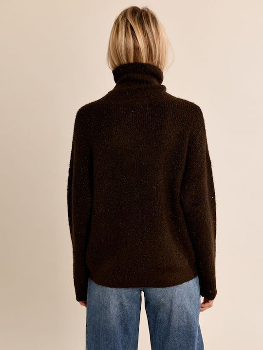 Women's Brown Turtleneck Sweater