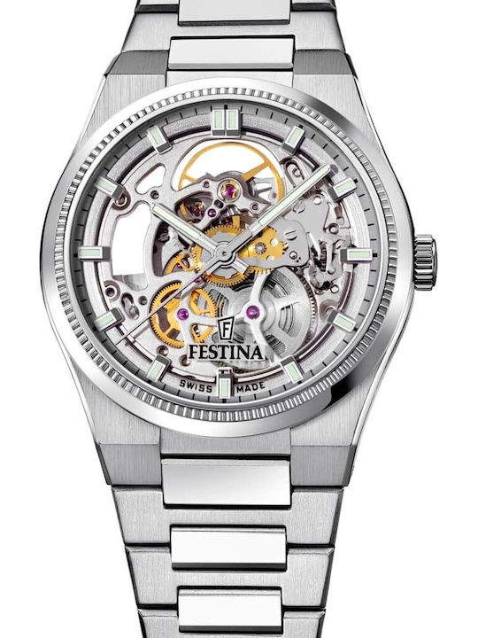 Festina Мъжки Часовник Автоматичен със Сребърна Метална Гривна Festina Мъжки Часовник Автоматичен със Сребърна Метална Гривна