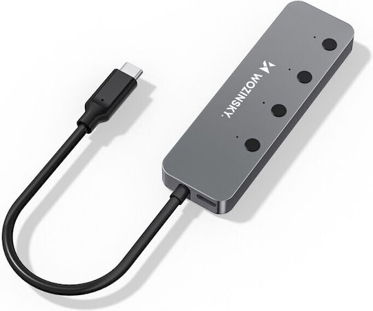 Wozinsky Hub 4 Θυρών USB 3.0 με σύνδεση USB-A / USB-C Γκρι