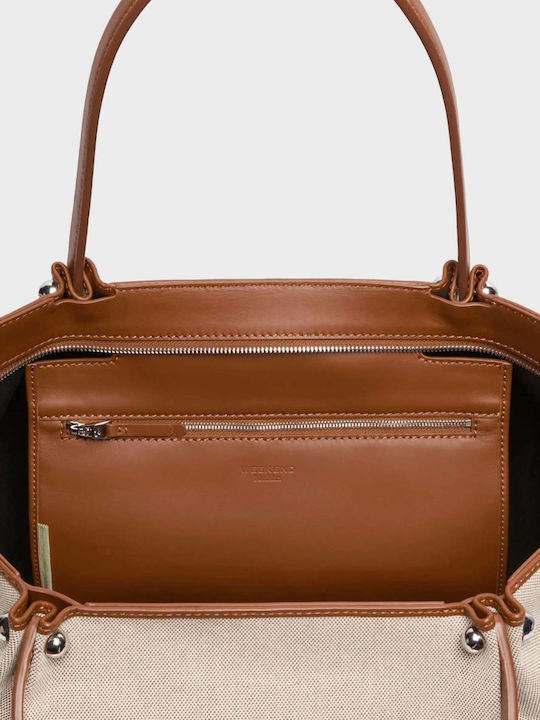 Shopper-Tasche für Damen aus Stoff Tobacco