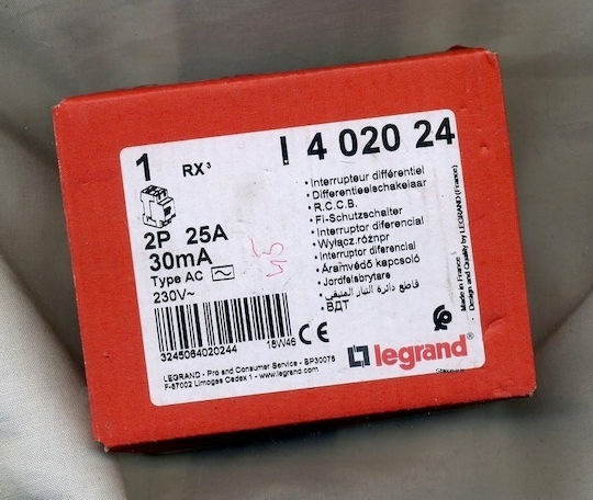 Legrand Comutator pe șină 230V 25A