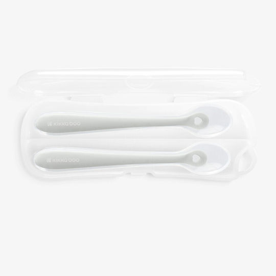 Kikka Boo Baby Set with Silicone Spoons in Case for 4+ Months Beige 2 pcs