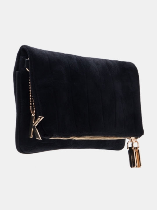 Damen-Clutch aus schwarzem Wildleder