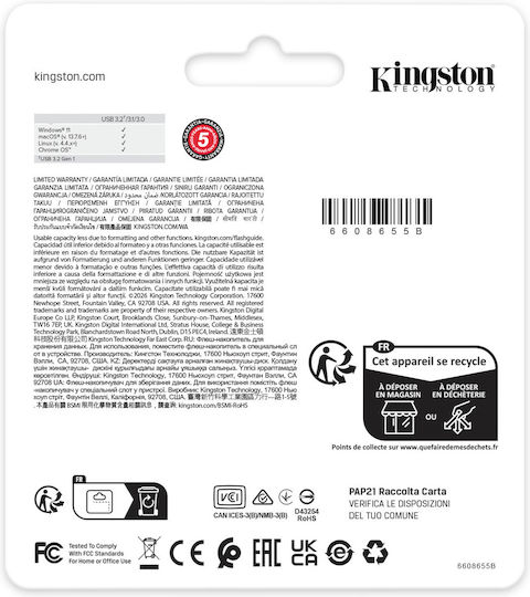 Kingston 64GB USB 3.2 Флашка Сребриста